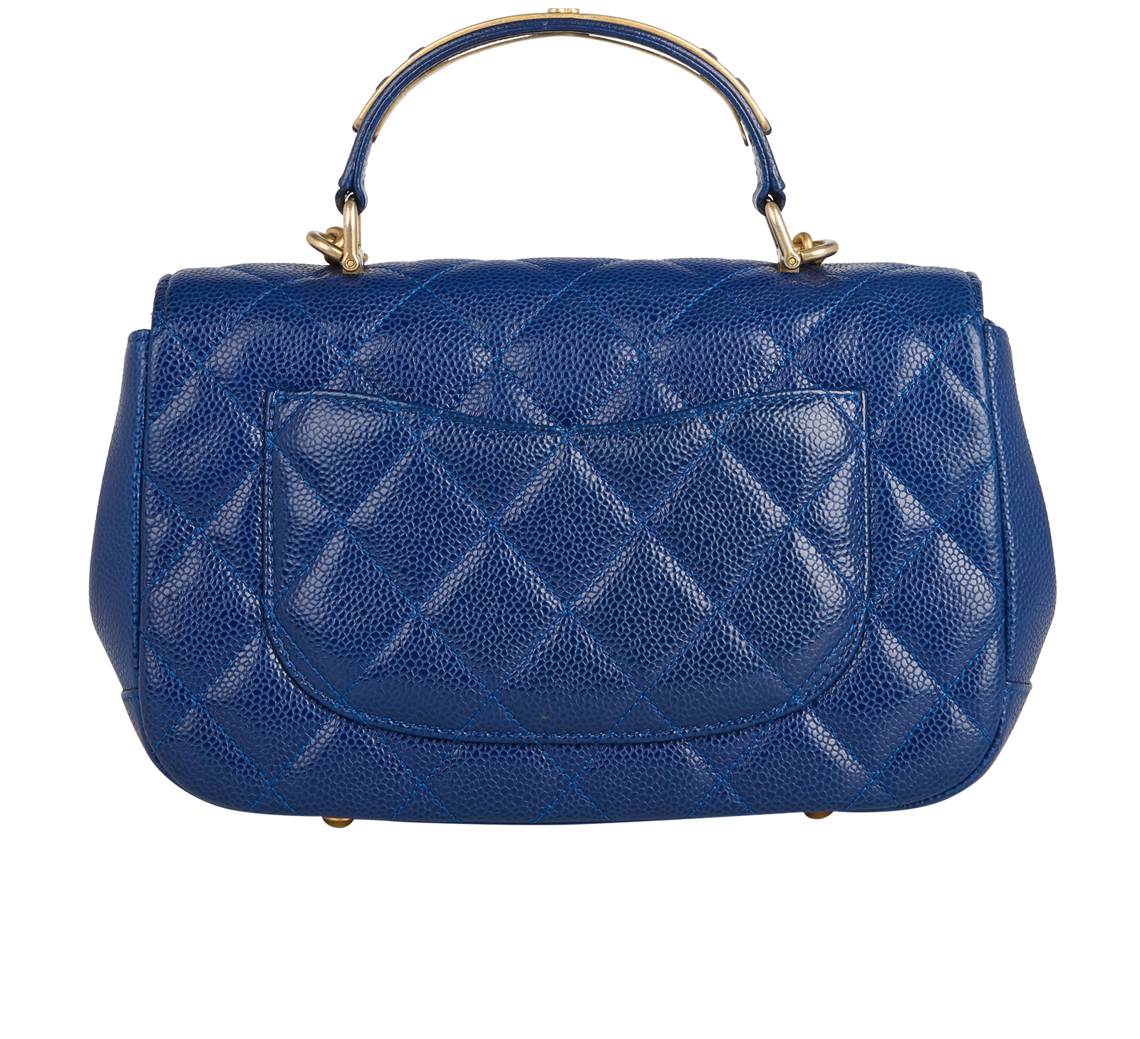 Top Handle Round Flap, &pound;2,600, Handbags, Blue, Caviar Leather, Back view